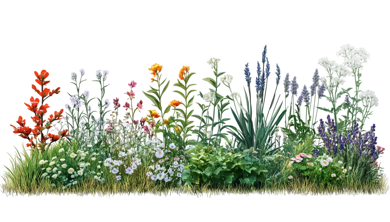 Wildflower Meadow Garden Plants Border Bed Free PNG