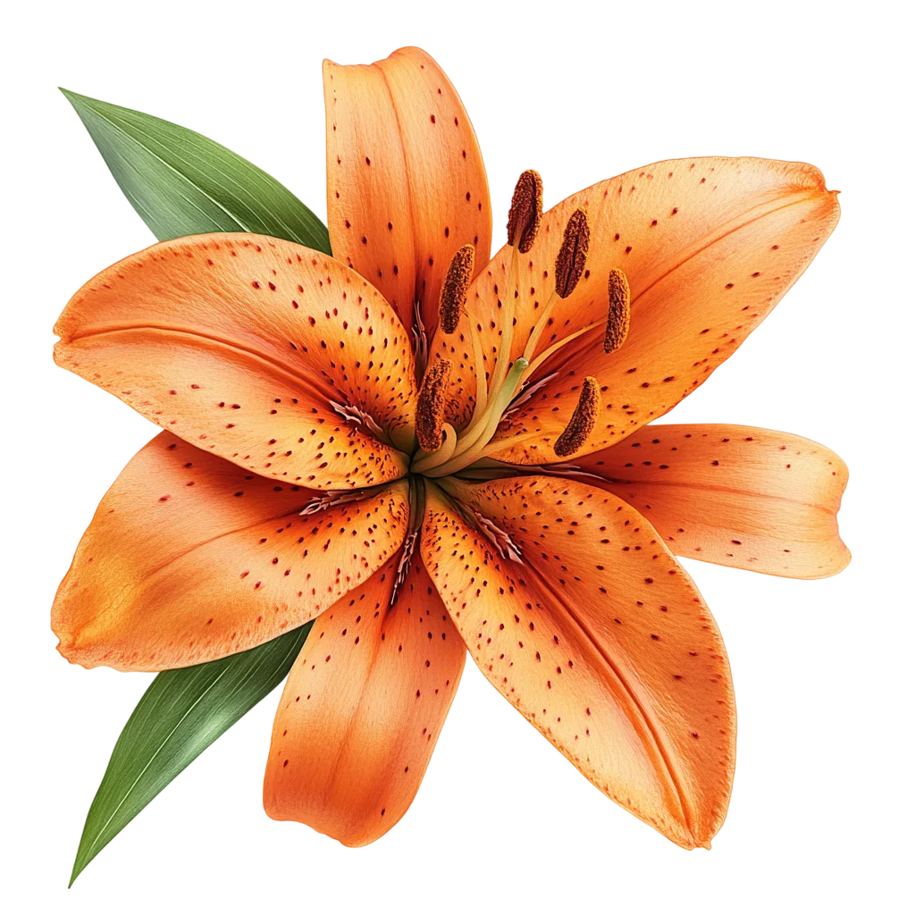 Orange Tiger Lily Flower Blossom Overhead Free PNG