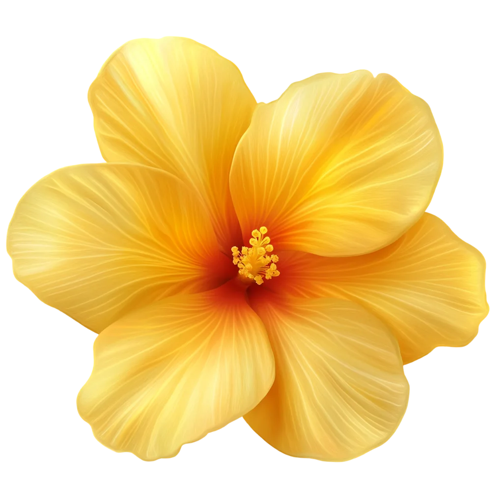 Yellow Hibiscus Flower Bloom Overhead Cutout Free PNG