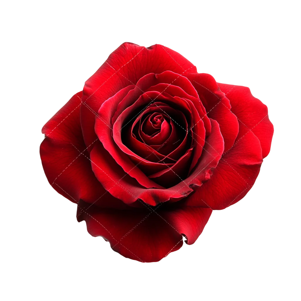 Single Deep Red Rose Flower Blossom Top View Free PNG