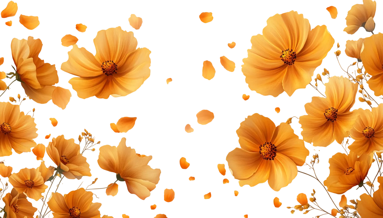 Floating Yellow Flower Blossoms Seamless Pattern Free PNG