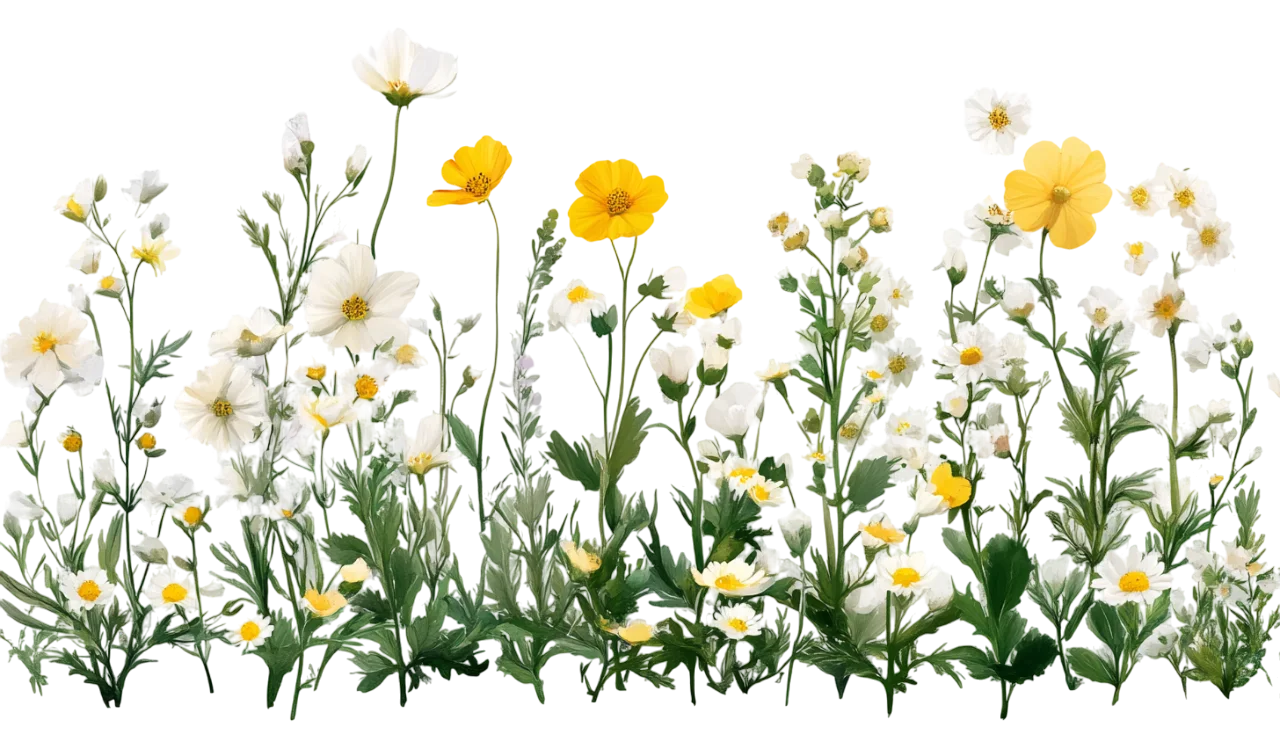 Yellow Wildflower Field Grass Meadow Border Free PNG