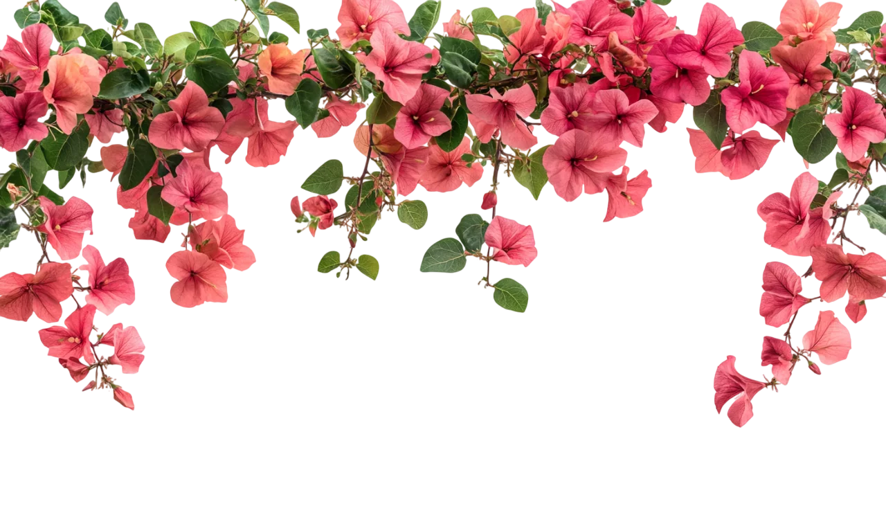 Hanging Pink Flower Vines Floral Header Free PNG