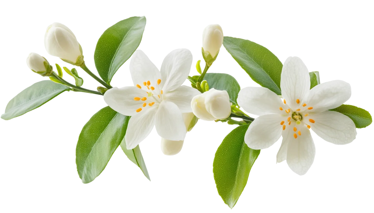 White Citrus Blossom Branch with Flower Buds Free PNG