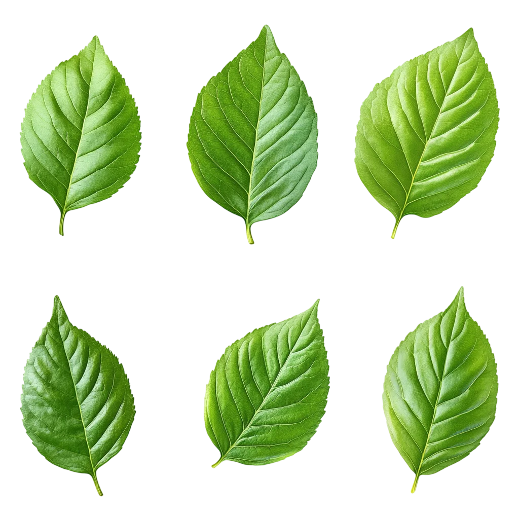 Glossy Green Oval Plant Leaves Set Cutout Free PNG