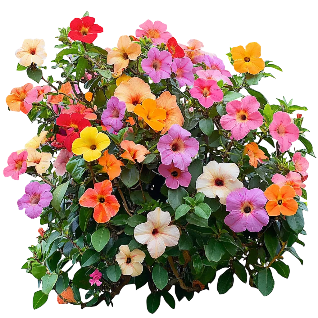 Lush Flowering Garden Petunia Bush Cluster Free PNG