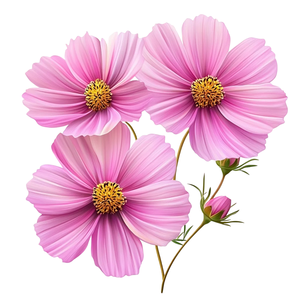 Pink Cosmos Flower Blossoms Bouquet Free PNG