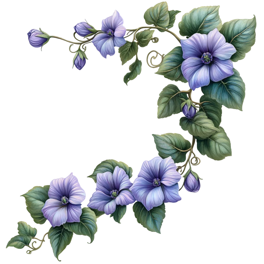 Trailing Purple Morning Glory Vine Floral Swag Free PNG