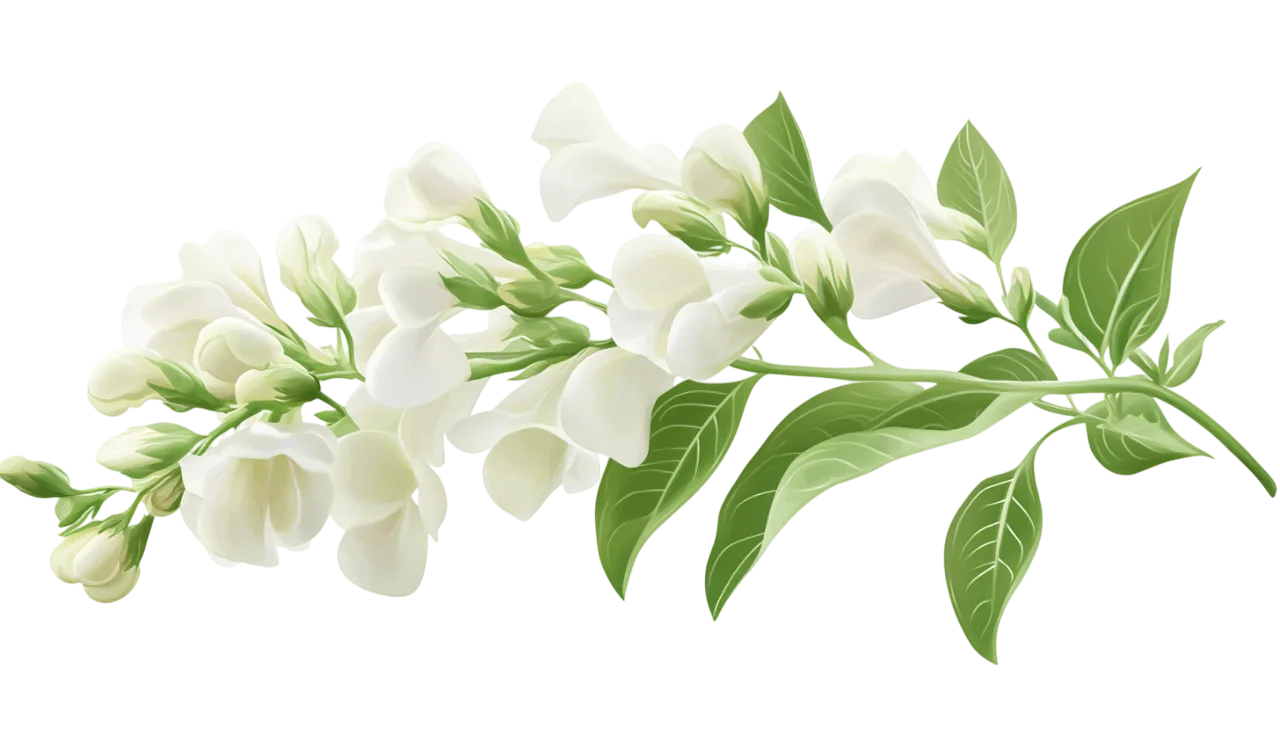 White Lilac Jasmine Flower Sprig on Branch Free PNG