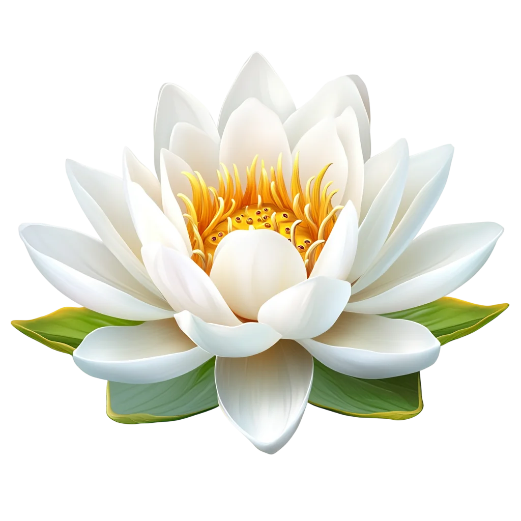 White Water Lily Flower Blossom Top View Free PNG