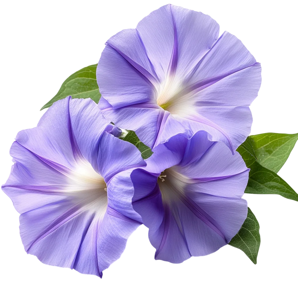 Purple Morning Glory Flowers with Green Foliage Free PNG