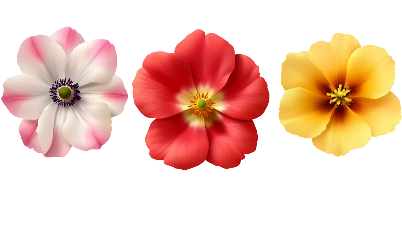 Blooming Red Primrose Flowers with Foliage Free PNG