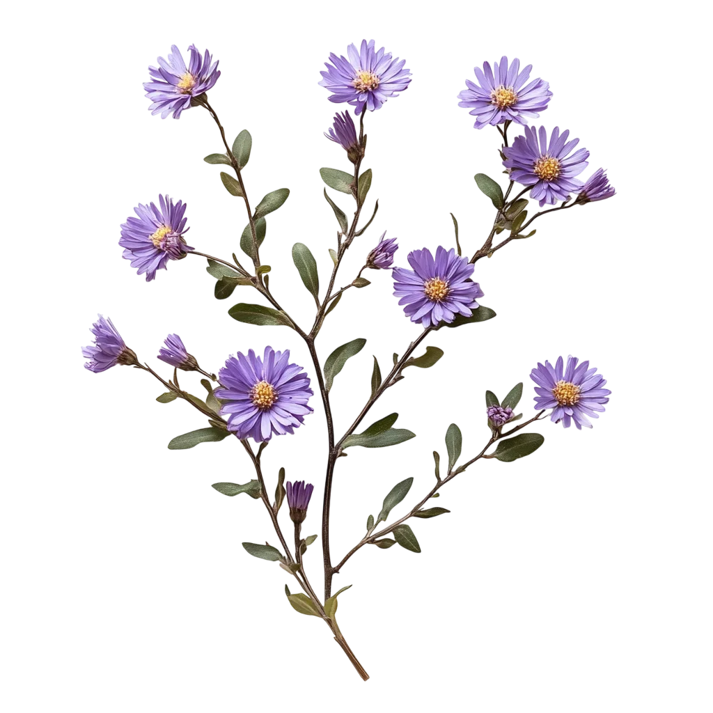 Delicate Purple Wildflower Branch on White Free PNG