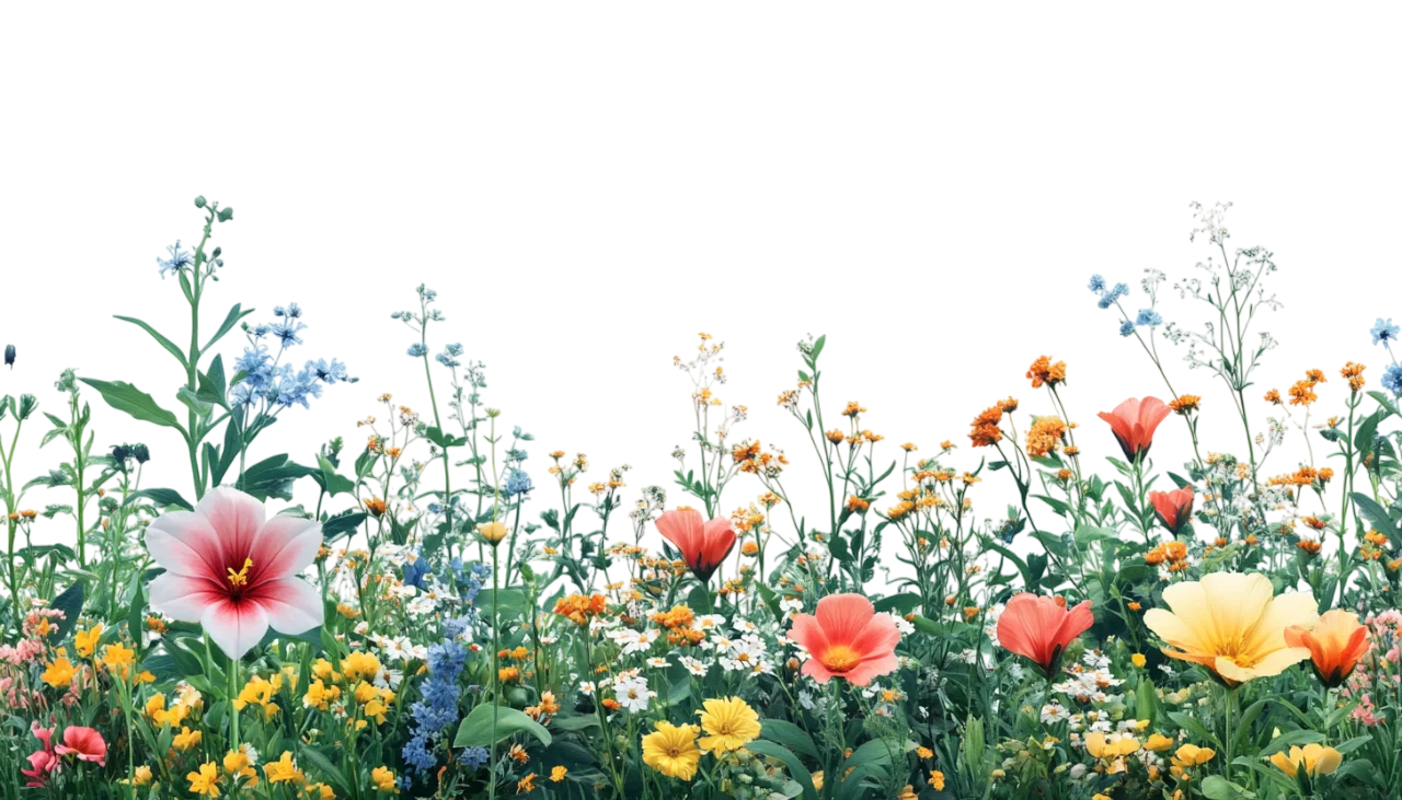 Colorful Wildflower Garden Meadow Border Free PNG
