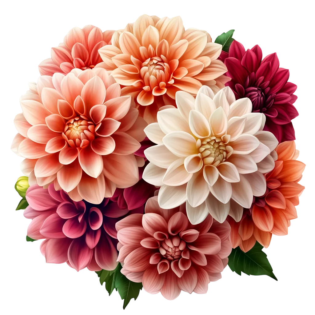 Round Dahlia Flower Arrangement Bouquet Free PNG