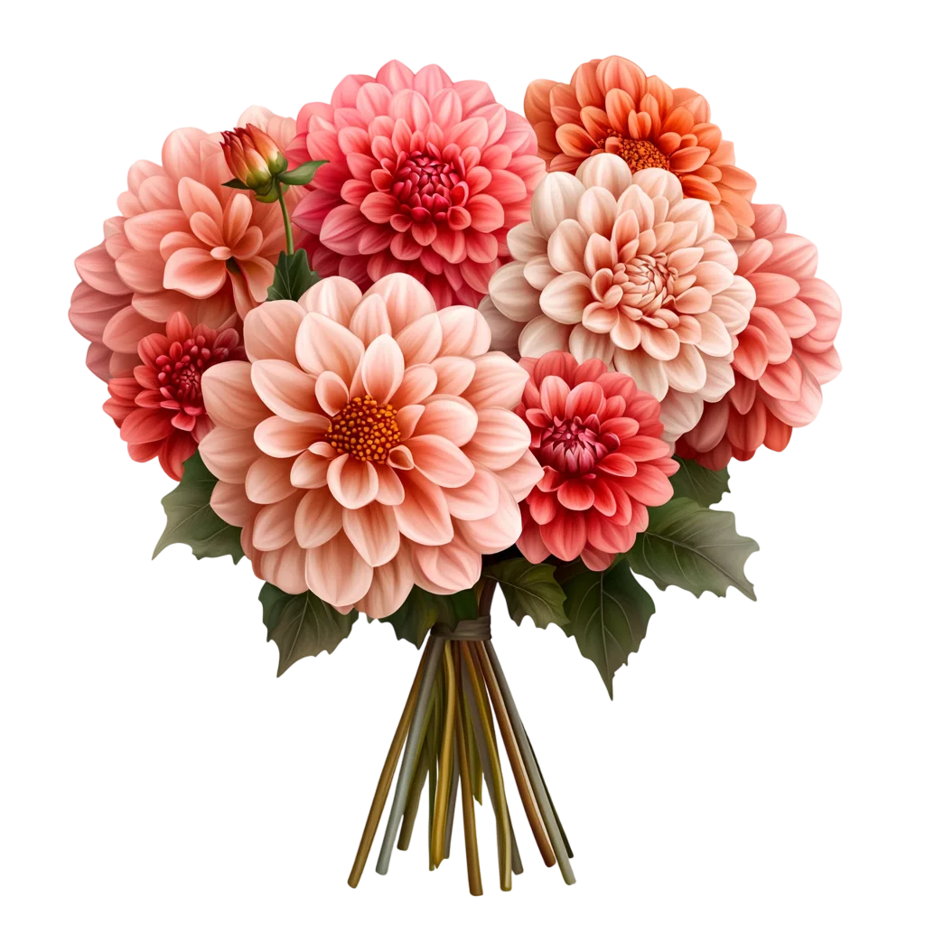 Tied Pink Dahlia Flowers Handheld Bouquet Free PNG