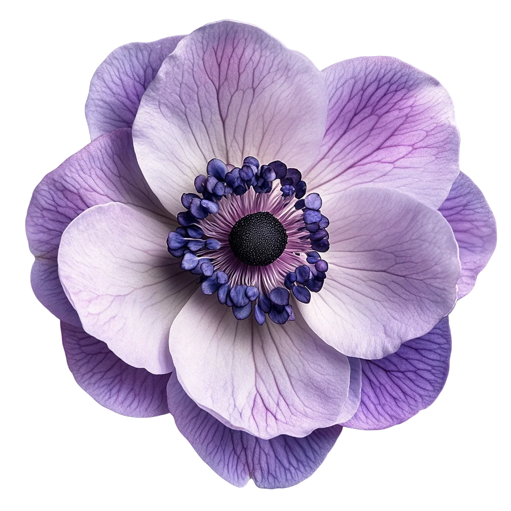 Pastel Purple Anemone Flower Bloom Cutout Free PNG