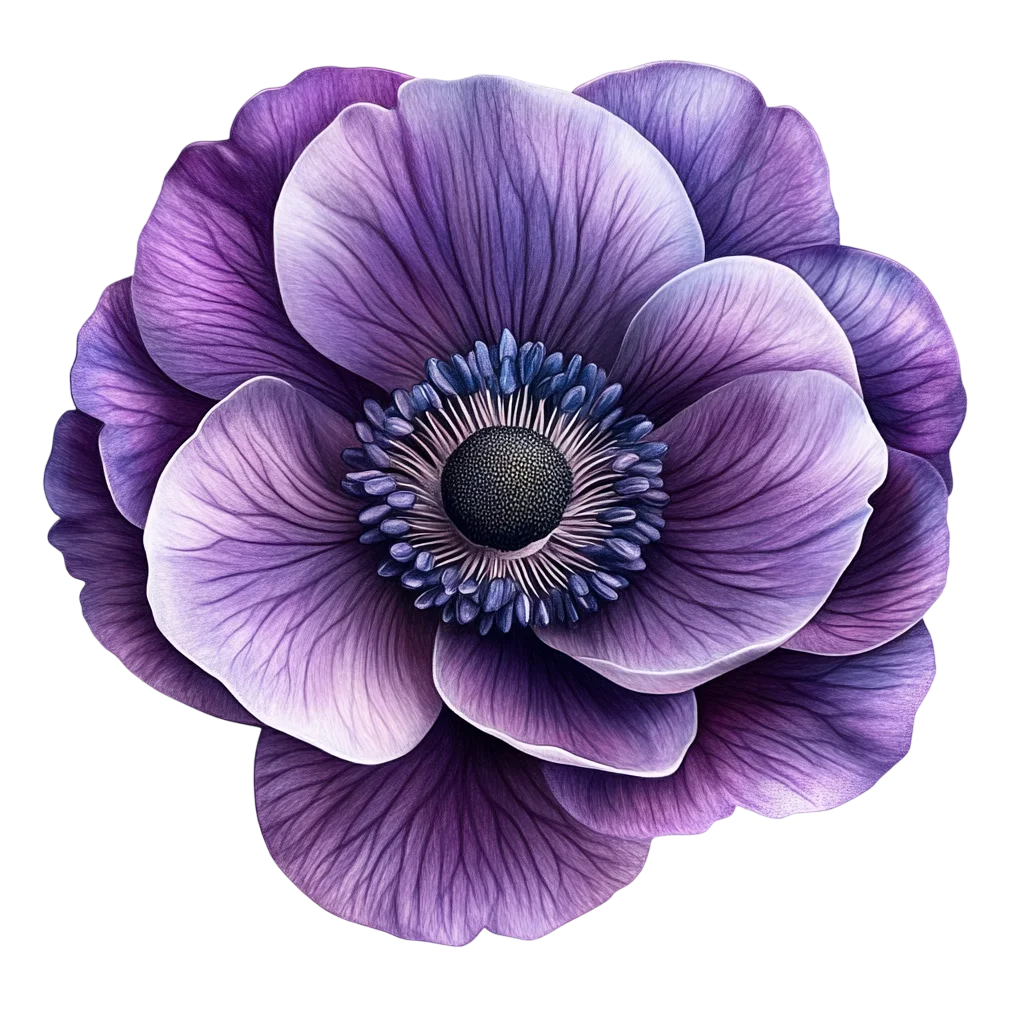 Blooming Purple Anemone Flower Blossom Free PNG