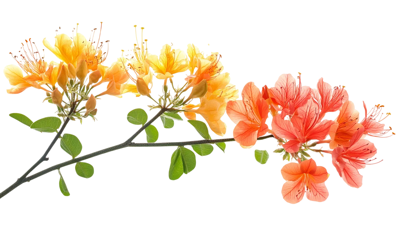 Flowering Tree Branch with Orange Blossoms Free PNG