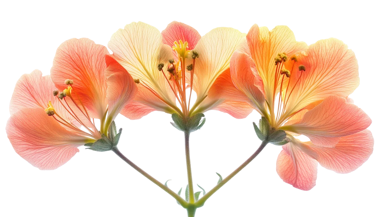 Tropical Orange Flower Blossoms on Branch Free PNG