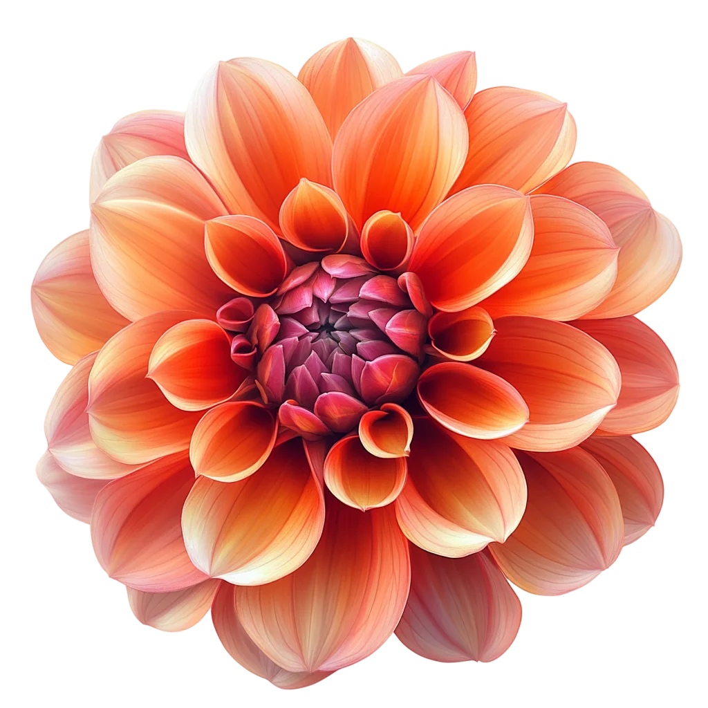 Orange Dahlia Flower Blossom Top View Bloom Free PNG
