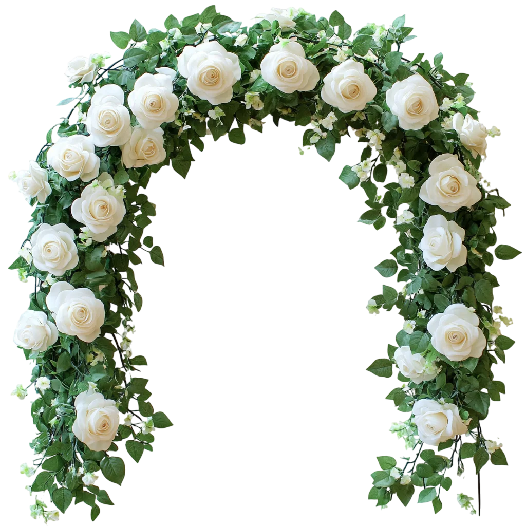 Elegant White Rose Wedding Floral Arch Garland Free PNG