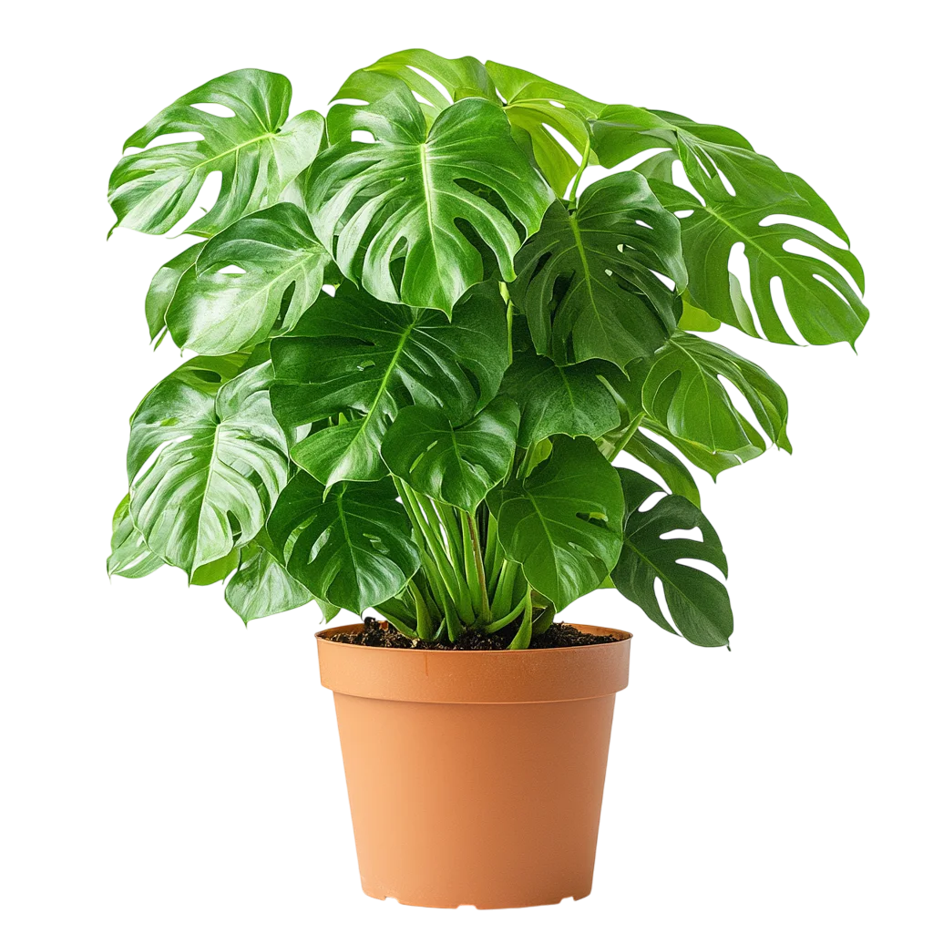 Potted Green Monstera Plant in Terracotta Pot Free PNG