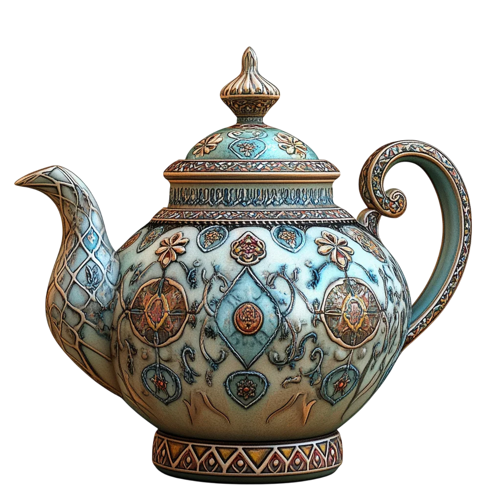 Antique Floral Pattern Ceramic Teapot Free PNG