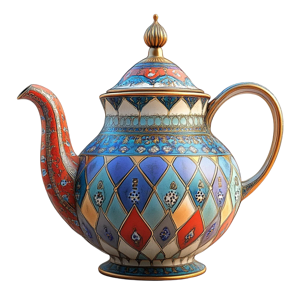 Ornate Vintage Ceramic Teapot Kettle Free PNG Clipart