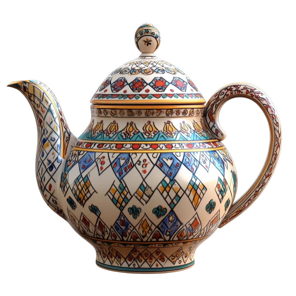 Intricate Patterned Ceramic Teapot Free PNG Clipart