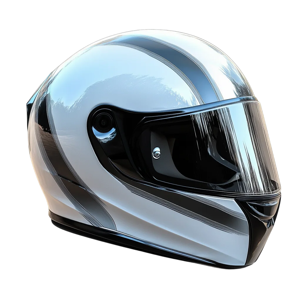 Sleek Silver Full Face Motorcycle Helmet Free PNG