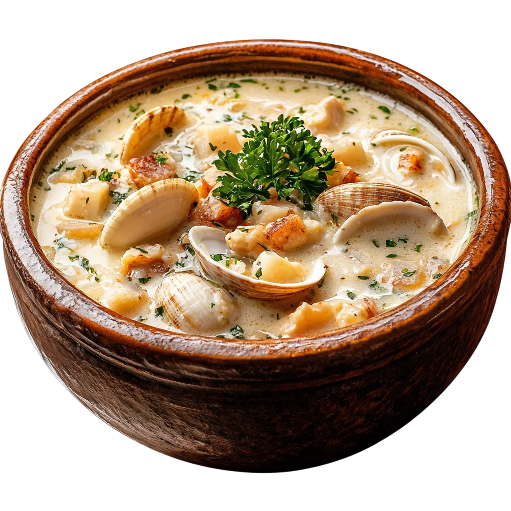 Creamy New England Clam Chowder Soup Free PNG