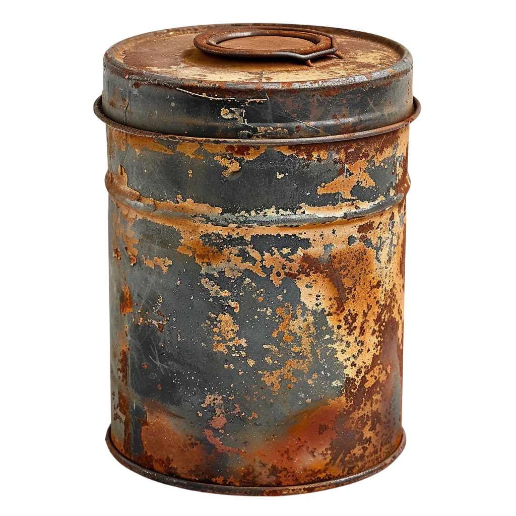 Weathered Rusty Metal Canister Jar Free PNG