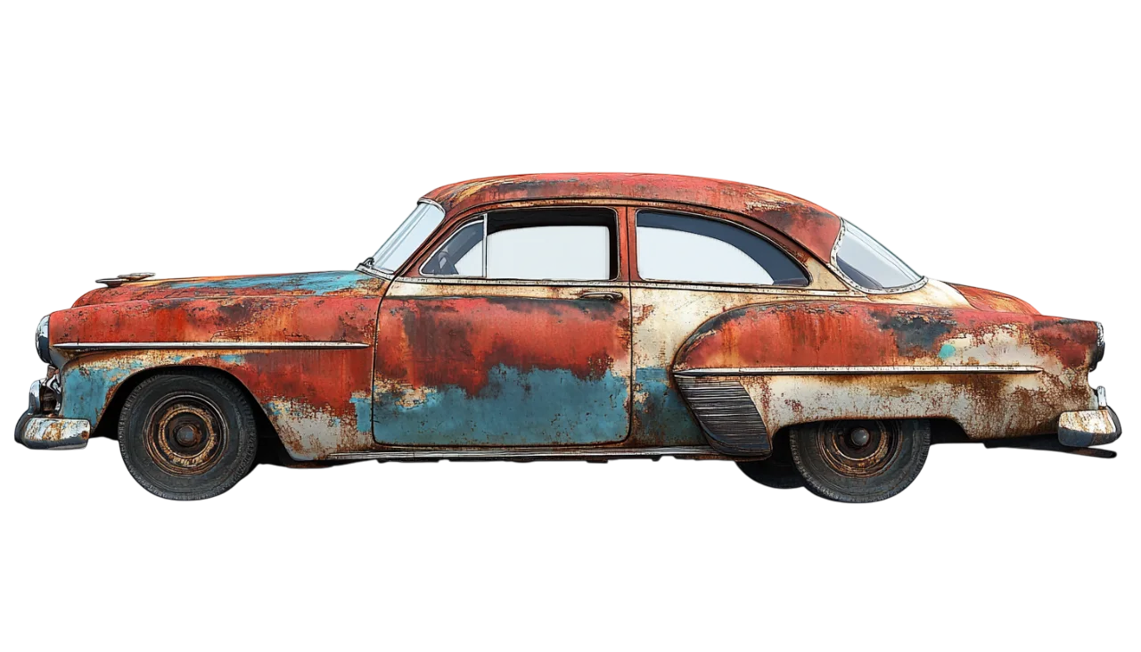 Rusted Vintage Classic Car Side View Free PNG