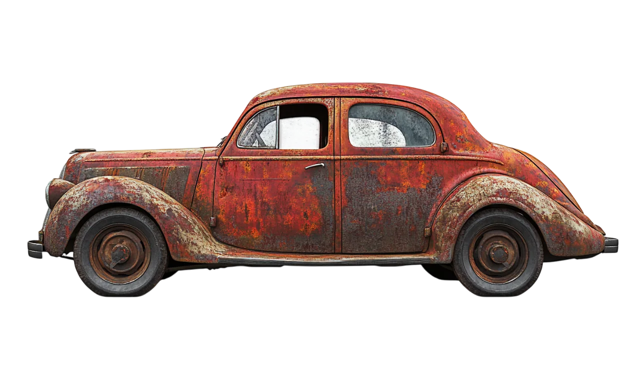 Vintage Rusted Red Classic Car Free PNG Clipart