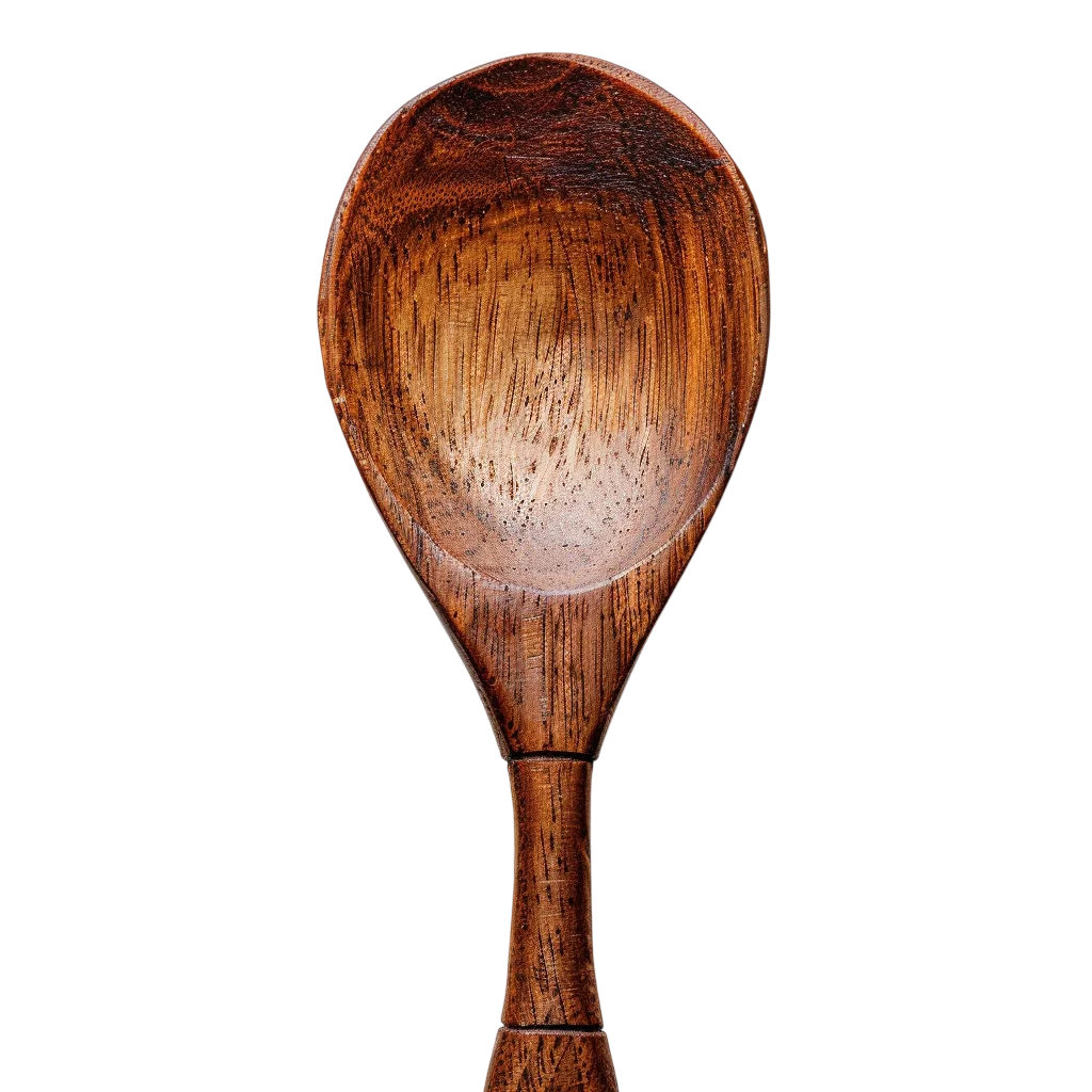 Rustic Carved Wooden Soup Spoon Free PNG Utensil