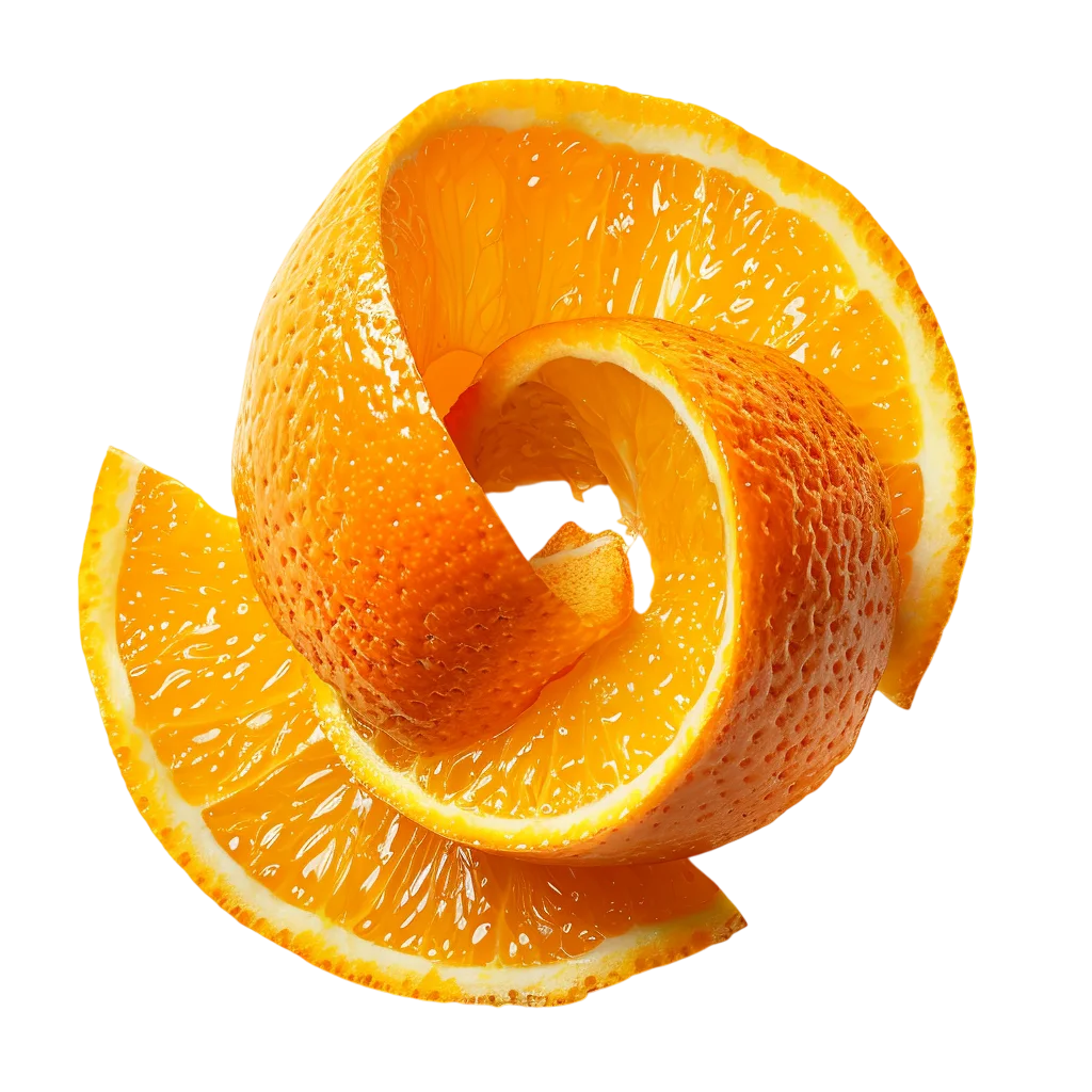 Fresh Orange Peel Spiral Slices Free PNG Fruit