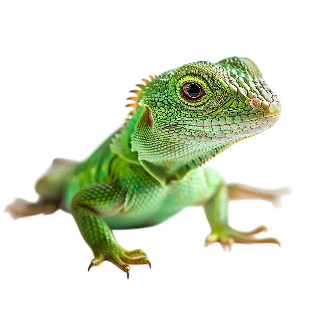 Cute Green Baby Iguana Lizard Free PNG Reptile