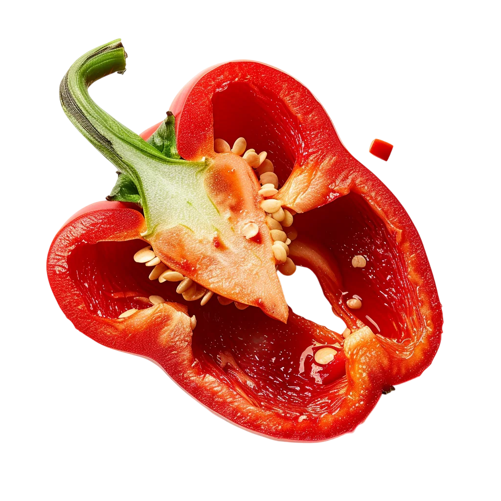 Fresh Sliced Red Bell Pepper Half Free PNG Image
