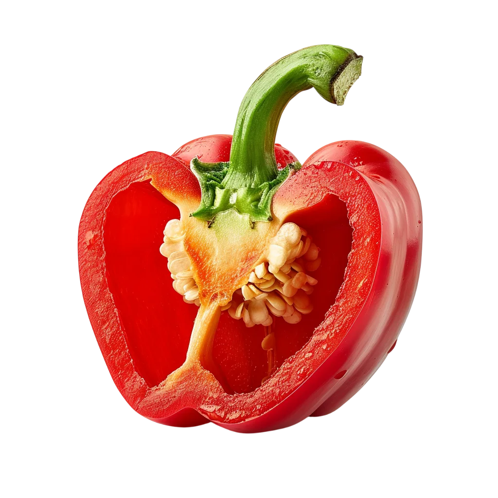 Half Cut Sweet Red Bell Pepper Free PNG Clipart