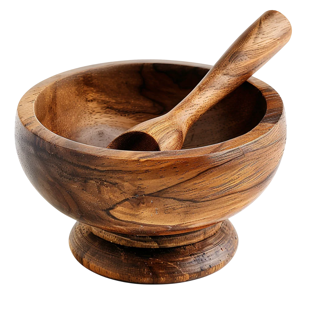Rustic Wooden Mortar and Pestle Free PNG Clipart