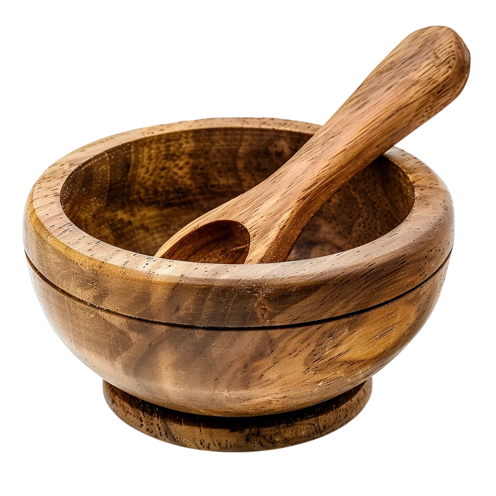 Wooden Mortar and Pestle Bowl Free PNG Utensil
