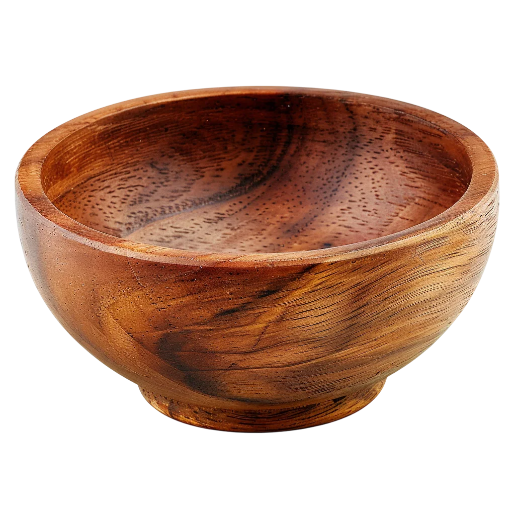 Handcrafted Empty Wooden Bowl Free PNG Tableware
