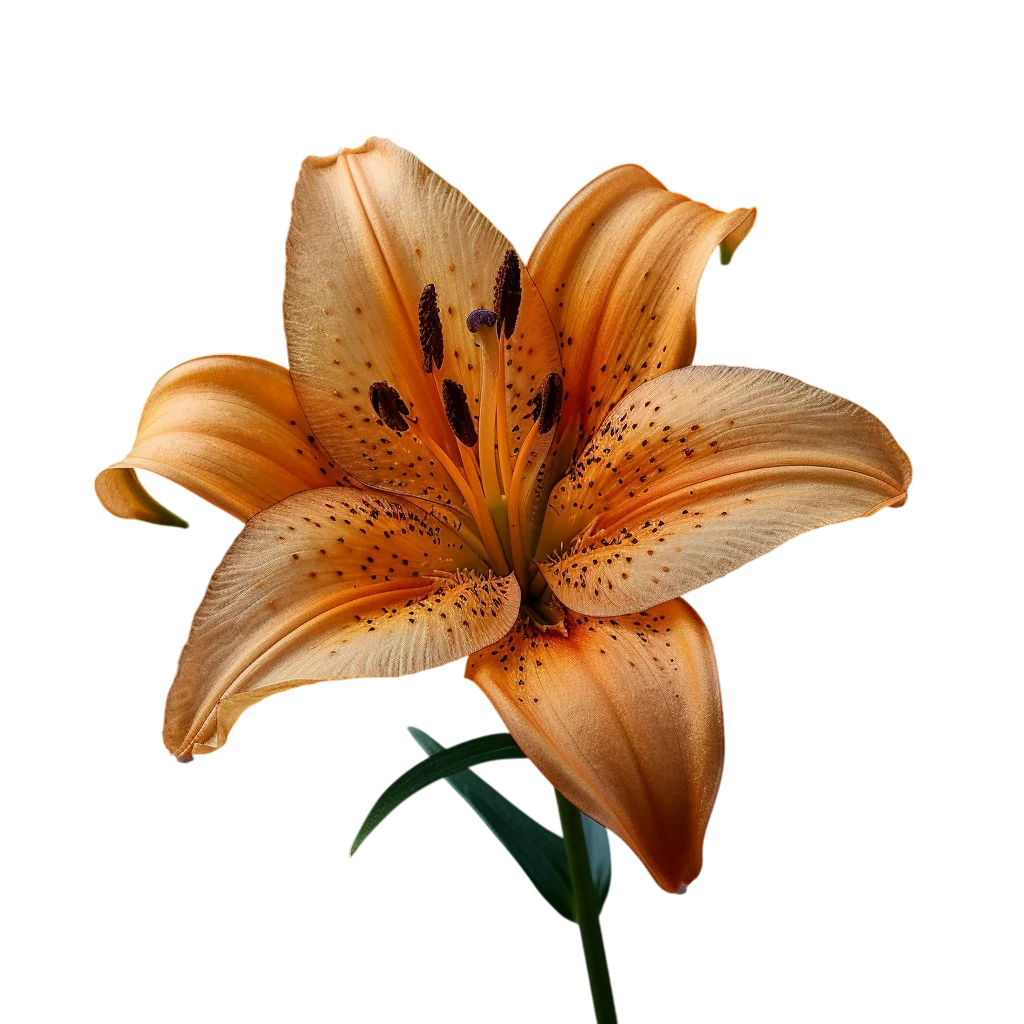 Single Orange Tiger Lily Flower Blossom Free PNG Cutout