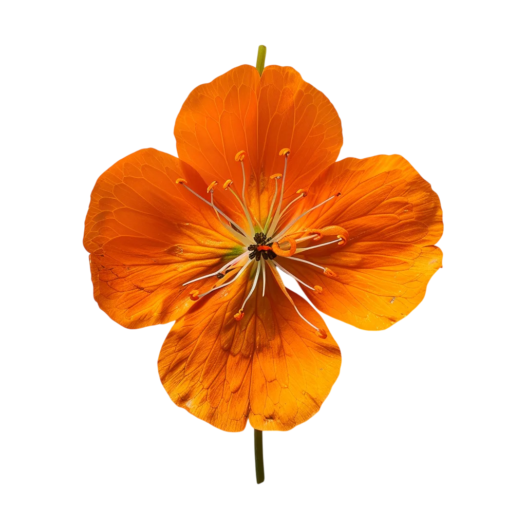 Orange Poppy Flower Head Top View Free PNG Cutout