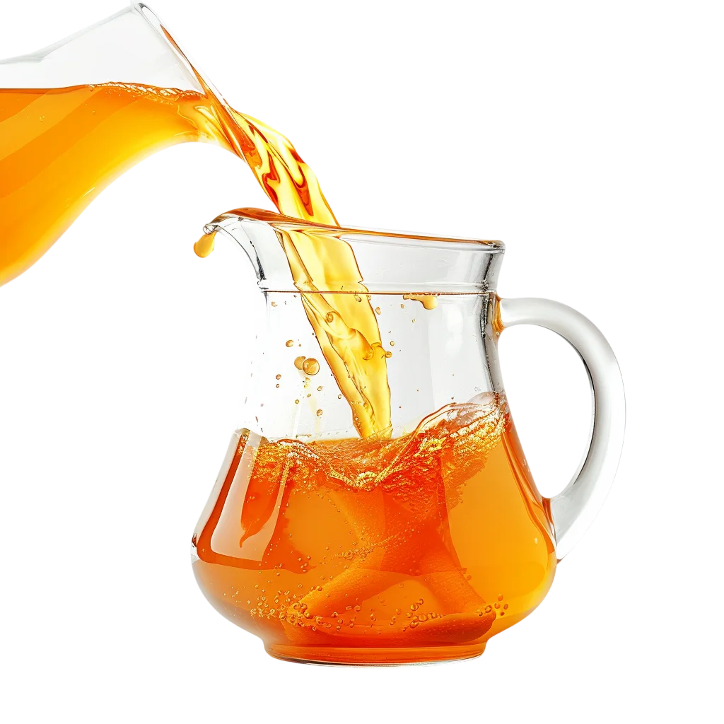 Orange Juice Pouring into Glass Carafe Pitcher Free PNG