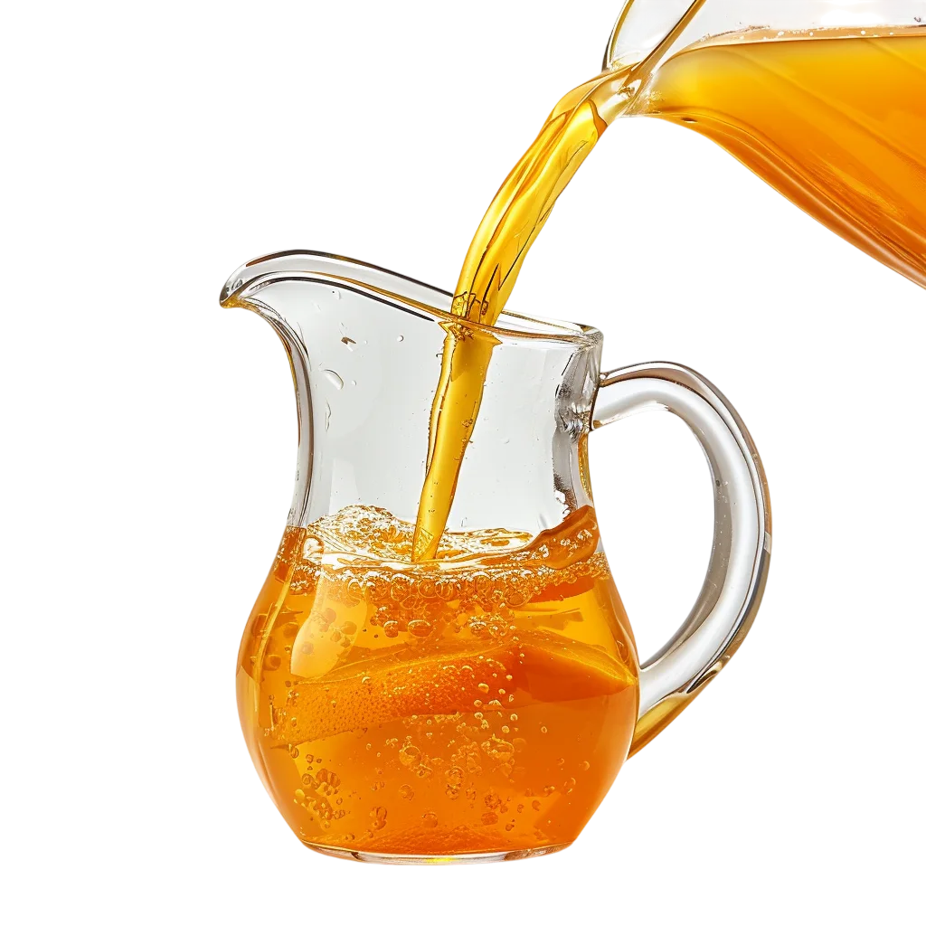 Pouring Fresh Orange Juice into Glass Pitcher Free PNG