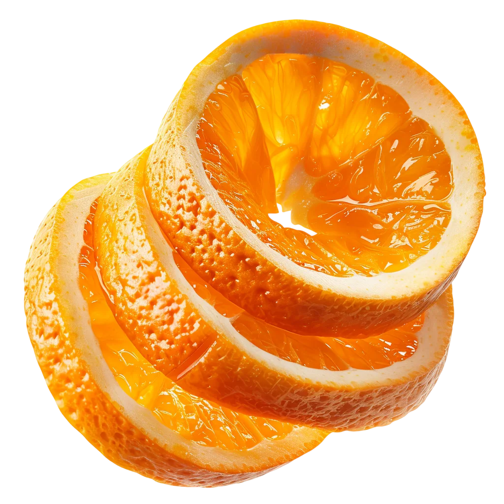 Rolled Fresh Orange Citrus Peels Free PNG Cutout