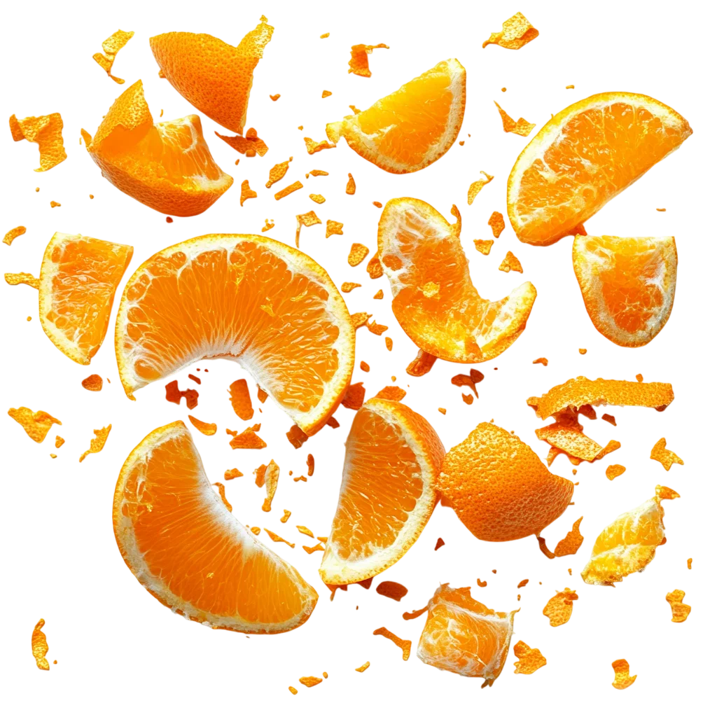 Exploding Orange Citrus Slices and Peels Free PNG