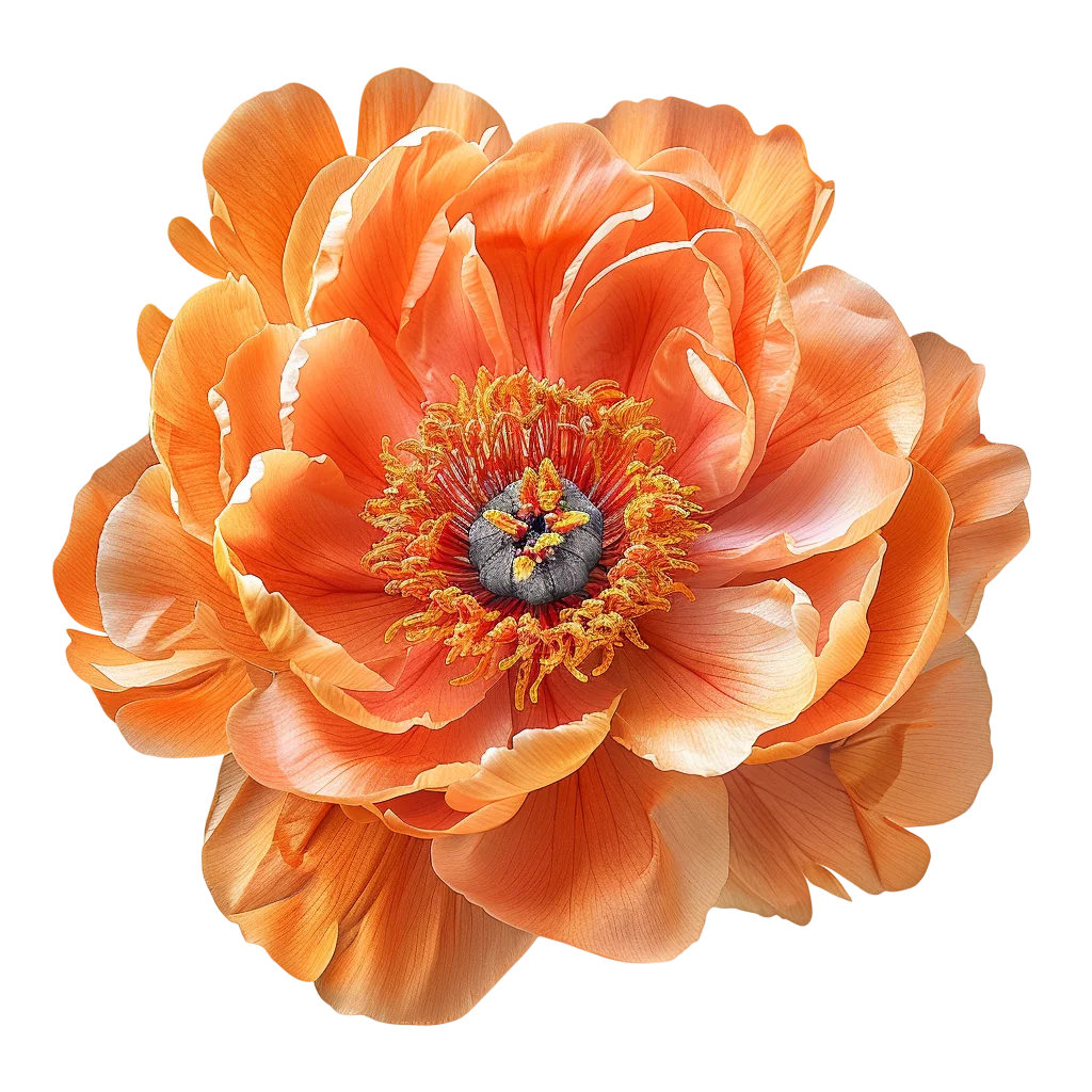 Peach Orange Ranunculus Blossom Free PNG Cutout